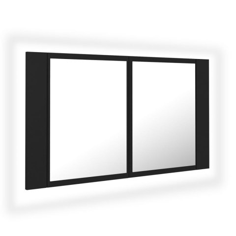 Szafka łazienkowa z lustrem i LED, czarna, 80x12x45 cm, akryl Szafka łazienkowa z lustrem i LED, czarna, 80x12x45 cm, akryl