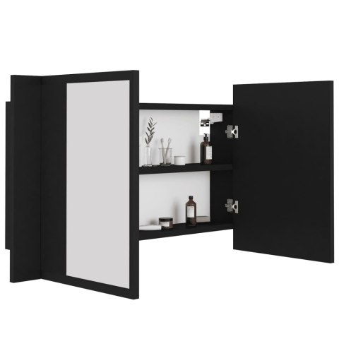 Szafka łazienkowa z lustrem i LED, czarna, 80x12x45 cm, akryl Szafka łazienkowa z lustrem i LED, czarna, 80x12x45 cm, akryl