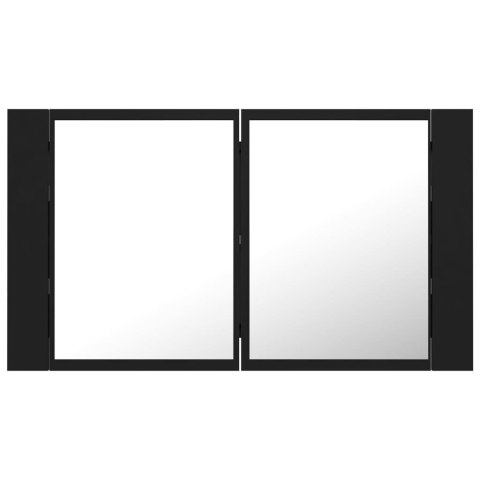 Szafka łazienkowa z lustrem i LED, czarna, 80x12x45 cm, akryl Szafka łazienkowa z lustrem i LED, czarna, 80x12x45 cm, akryl