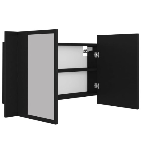 Szafka łazienkowa z lustrem i LED, czarna, 80x12x45 cm, akryl Szafka łazienkowa z lustrem i LED, czarna, 80x12x45 cm, akryl