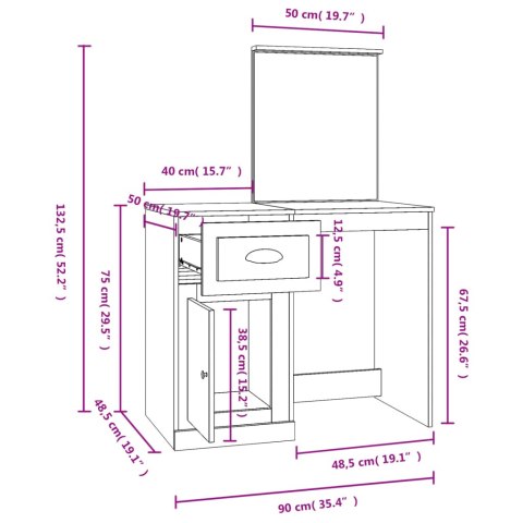 Toaletka z lustrem, czarna, 90x50x132,5 cm Toaletka z lustrem, czarna, 90x50x132,5 cm