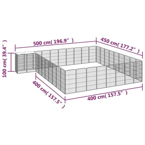  Kojec dla psa, 38 paneli, czarny, 50x100 cm, stal