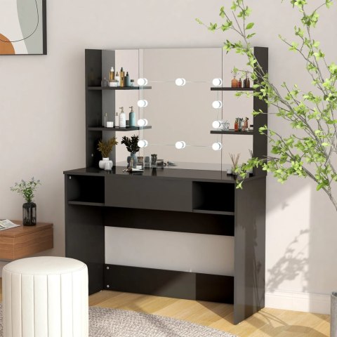 Stolik do makijażu z LED 100x40x135 cm, MDF, czarny Stolik do makijażu z LED 100x40x135 cm, MDF, czarny