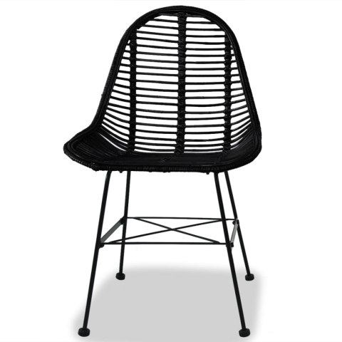 Krzesła stołowe, 4 szt., czarne, naturalny rattan Krzesła stołowe, 4 szt., czarne, naturalny rattan