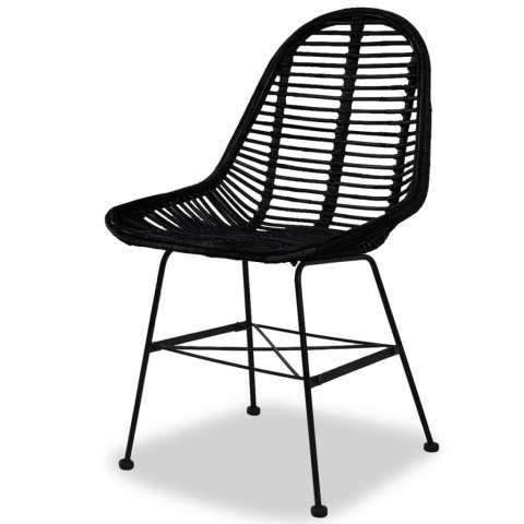 Krzesła stołowe, 4 szt., czarne, naturalny rattan Krzesła stołowe, 4 szt., czarne, naturalny rattan