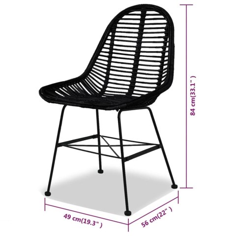 Krzesła stołowe, 4 szt., czarne, naturalny rattan Krzesła stołowe, 4 szt., czarne, naturalny rattan