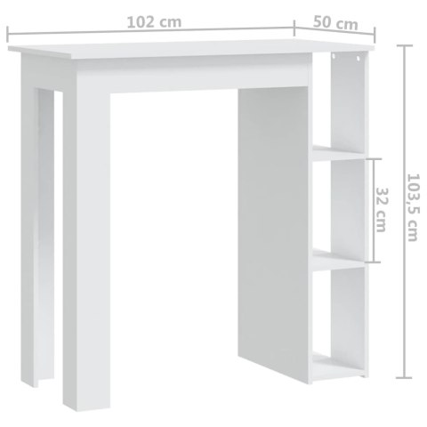 Stolik barowy z półkami, biały, 102x50x103,5 cm Stolik barowy z półkami, biały, 102x50x103,5 cm
