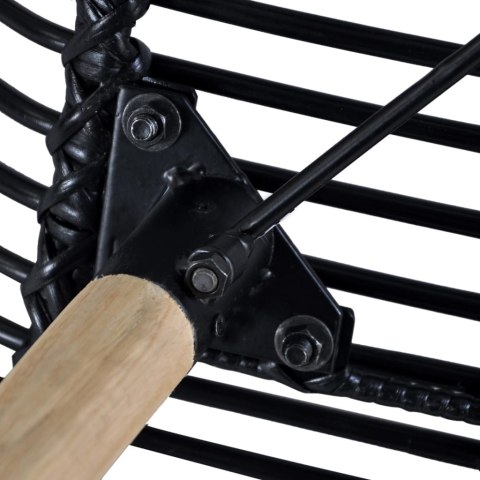 Krzesła stołowe, 2 szt., czarne, naturalny rattan Krzesła stołowe, 2 szt., czarne, naturalny rattan