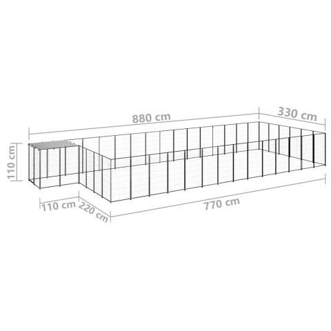  Kojec dla psa, czarny, 22,62 m², stalowy