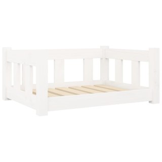  Legowisko dla psa, białe, 65,5x50,5x28 cm, lite drewno sosnowe