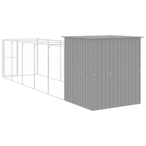  Buda dla psa, z wybiegiem, jasnoszara, 165x659x181 cm, stal