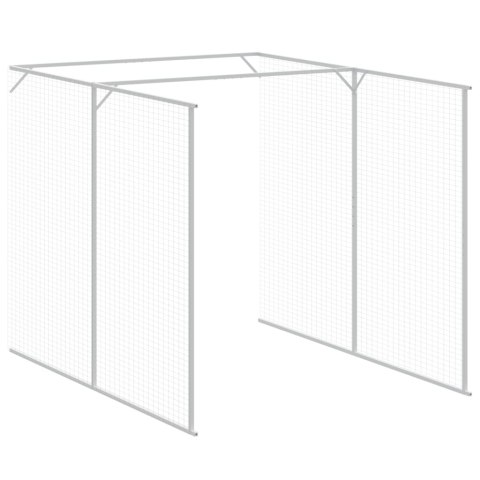  Buda dla psa, z wybiegiem, jasnoszara, 165x659x181 cm, stal