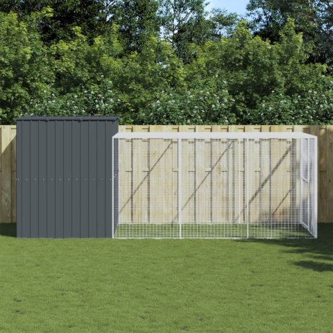Buda dla psa, z wybiegiem, antracytowa, 214x457x181 cm, stal Buda dla psa, z wybiegiem, antracytowa, 214x457x181 cm, stal