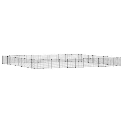 Klatka dla zwierząt z bramką, 44 panele, czarna, 35x35 cm, stal Klatka dla zwierząt z bramką, 44 panele, czarna, 35x35 cm, stal