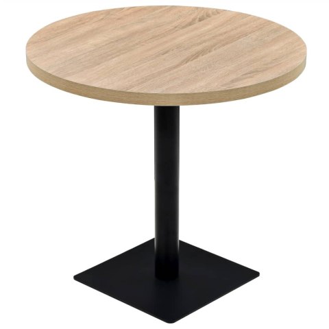 Stolik bistro z MDF, stalowa podstawa, 80x75 cm, kolor dębu Stolik bistro z MDF, stalowa podstawa, 80x75 cm, kolor dębu