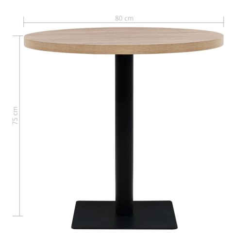 Stolik bistro z MDF, stalowa podstawa, 80x75 cm, kolor dębu Stolik bistro z MDF, stalowa podstawa, 80x75 cm, kolor dębu