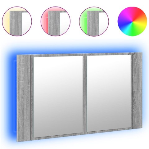 Szafka łazienkowa z lustrem i LED, szary dąb 80x12x45 cm, akryl Szafka łazienkowa z lustrem i LED, szary dąb 80x12x45 cm, akryl