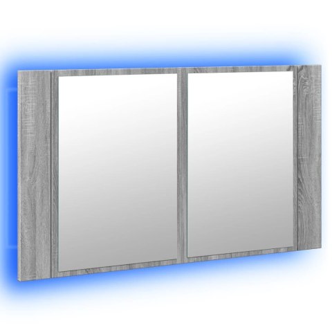 Szafka łazienkowa z lustrem i LED, szary dąb 80x12x45 cm, akryl Szafka łazienkowa z lustrem i LED, szary dąb 80x12x45 cm, akryl