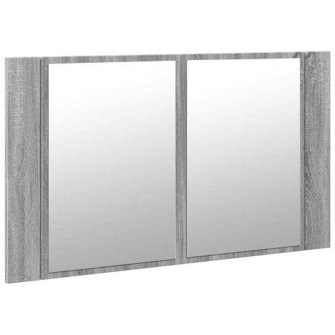 Szafka łazienkowa z lustrem i LED, szary dąb 80x12x45 cm, akryl Szafka łazienkowa z lustrem i LED, szary dąb 80x12x45 cm, akryl