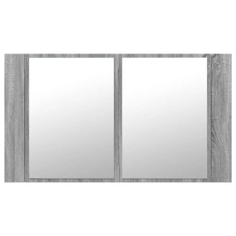 Szafka łazienkowa z lustrem i LED, szary dąb 80x12x45 cm, akryl Szafka łazienkowa z lustrem i LED, szary dąb 80x12x45 cm, akryl