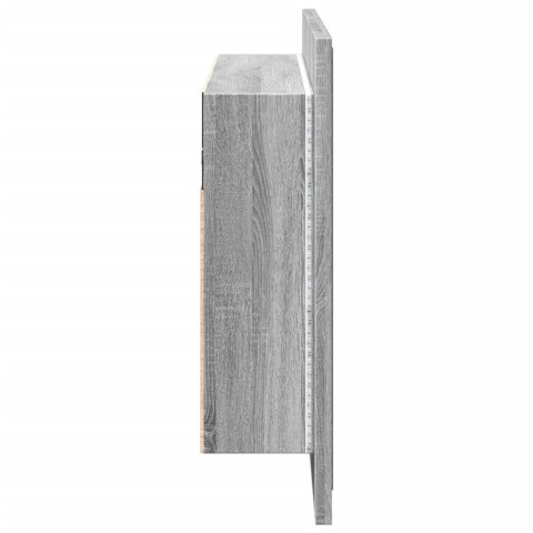 Szafka łazienkowa z lustrem i LED, szary dąb 80x12x45 cm, akryl Szafka łazienkowa z lustrem i LED, szary dąb 80x12x45 cm, akryl
