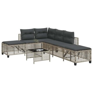   3-cz. narożna sofa ogrodowa z poduszkami, jasnoszara