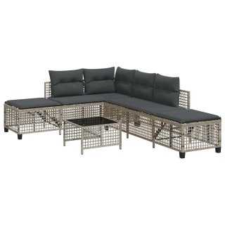   3-cz. narożna sofa ogrodowa z poduszkami, jasnoszara