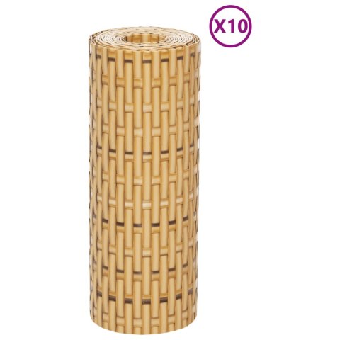 Parawany balkonowe, 10 szt., jasnobrązowe, 255x19 cm, rattan PE Parawany balkonowe, 10 szt., jasnobrązowe, 255x19 cm, rattan PE