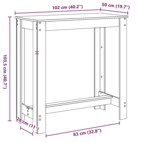 Stolik barowy, biały, 102x50x103,5 cm, materiał drewnopochodny Stolik barowy, biały, 102x50x103,5 cm, materiał drewnopochodny