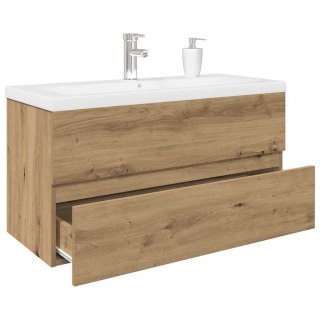  Szafka pod umywalkę z wbudowaną umywalką i baterią dąb artisan