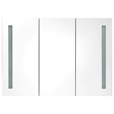  Szafka łazienkowa z lustrem i LED, 89x14x62 cm, lśniąca biel