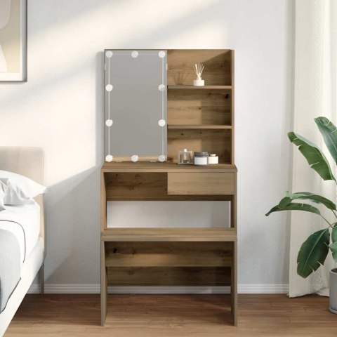 Toaletka z oświetleniem LED dąb artisan materiał drewnopochodny Toaletka z oświetleniem LED dąb artisan materiał drewnopochodny