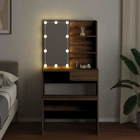 Toaletka z oświetleniem LED dąb artisan materiał drewnopochodny Toaletka z oświetleniem LED dąb artisan materiał drewnopochodny