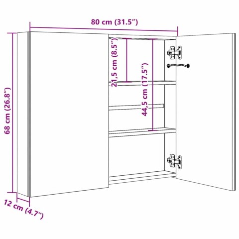 Szafka łazienkowa z lustrem i LED, 80x12,2x68 cm Szafka łazienkowa z lustrem i LED, 80x12,2x68 cm
