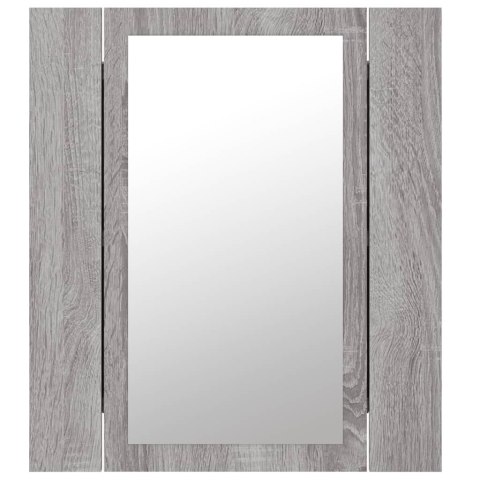  Szafka łazienkowa z lustrem i LED, szary dąb sonoma 40x12x45 cm