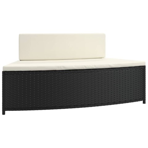 Ławki z poduszkami do spa, 2 szt., czarne, polirattan Ławki z poduszkami do spa, 2 szt., czarne, polirattan