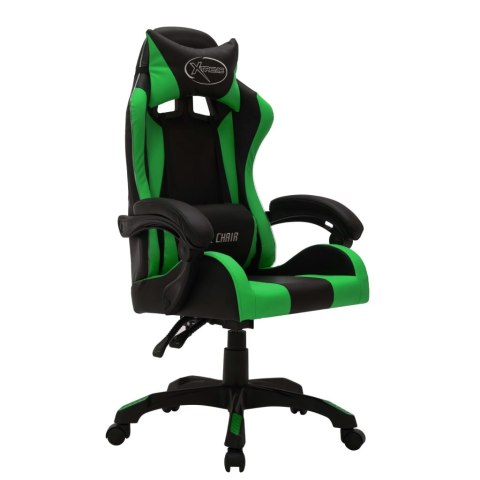 Fotel dla gracza z RGB LED, zielono-czarny, sztuczna skóra Fotel dla gracza z RGB LED, zielono-czarny, sztuczna skóra