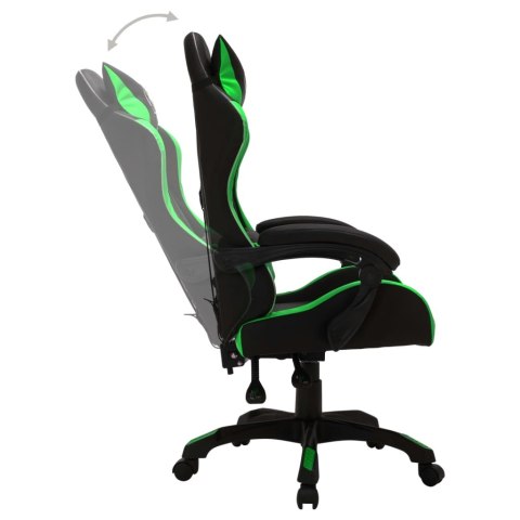 Fotel dla gracza z RGB LED, zielono-czarny, sztuczna skóra Fotel dla gracza z RGB LED, zielono-czarny, sztuczna skóra