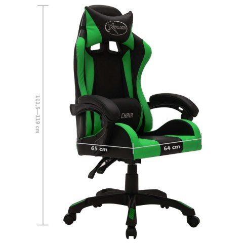 Fotel dla gracza z RGB LED, zielono-czarny, sztuczna skóra Fotel dla gracza z RGB LED, zielono-czarny, sztuczna skóra