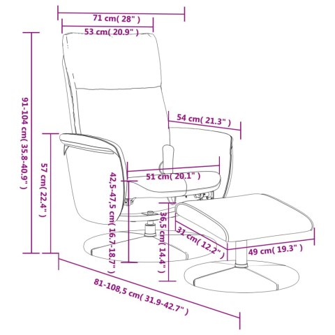  Rozkładany fotel masujący z podnóżkiem, szary, sztuczna skóra