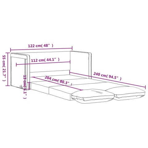  Sofa podłogowa 2-w-1, ciemnoszara, 122x204x55 cm, aksamit