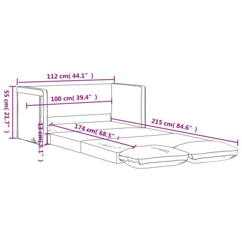  Sofa podłogowa 2-w-1, jasnoszara, 112x174x55 cm, tkanina