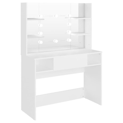 Stolik do makijażu z oświetleniem LED 100x40x135 cm, MDF, biały Stolik do makijażu z oświetleniem LED 100x40x135 cm, MDF, biały
