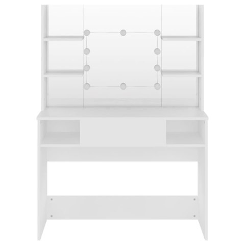 Stolik do makijażu z oświetleniem LED 100x40x135 cm, MDF, biały Stolik do makijażu z oświetleniem LED 100x40x135 cm, MDF, biały