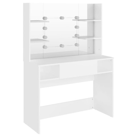 Stolik do makijażu z oświetleniem LED 100x40x135 cm, MDF, biały Stolik do makijażu z oświetleniem LED 100x40x135 cm, MDF, biały
