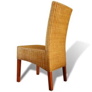 Krzesła stołowe, 2 szt., brązowe, naturalny rattan