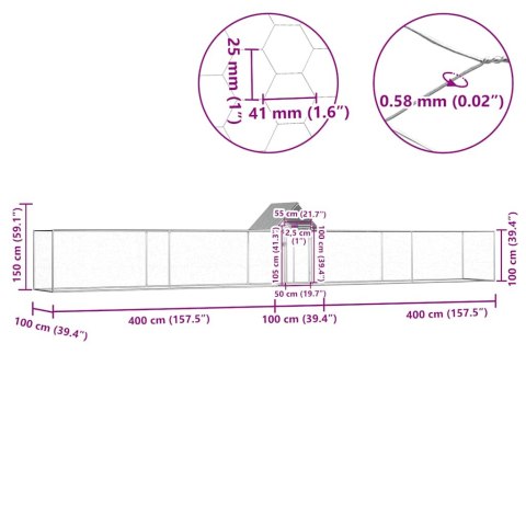 Woliera dla kur, 9 x 1 x 1,5 m, galwanizowana stal Woliera dla kur, 9 x 1 x 1,5 m, galwanizowana stal