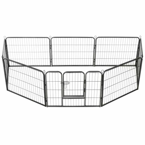 Kojec dla psów, 8 paneli, stalowy, czarny, 60 x 80 cm Kojec dla psów, 8 paneli, stalowy, czarny, 60 x 80 cm