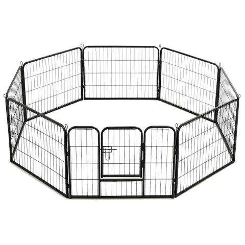 Kojec dla psów, 8 paneli, stalowy, czarny, 60 x 80 cm Kojec dla psów, 8 paneli, stalowy, czarny, 60 x 80 cm