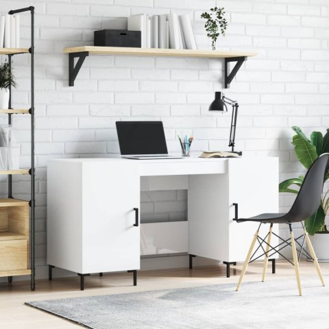 Biurko białe z połyskiem, 140x50x75 cm, materiał drewnopochodny Biurko białe z połyskiem, 140x50x75 cm, materiał drewnopochodny